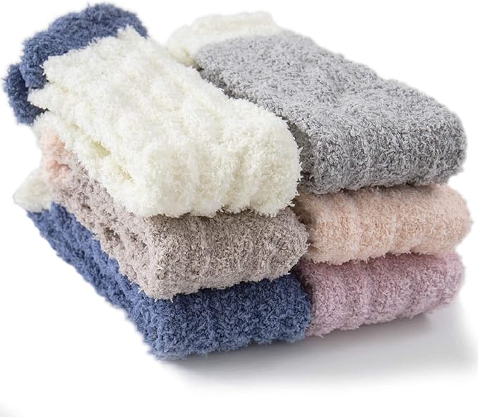 TEHOOK Fuzzy Socks Soft Cozy Fluffy Slipper Winter Warm Plush Socks Christmas Stocking Stuffers Gifts for Women