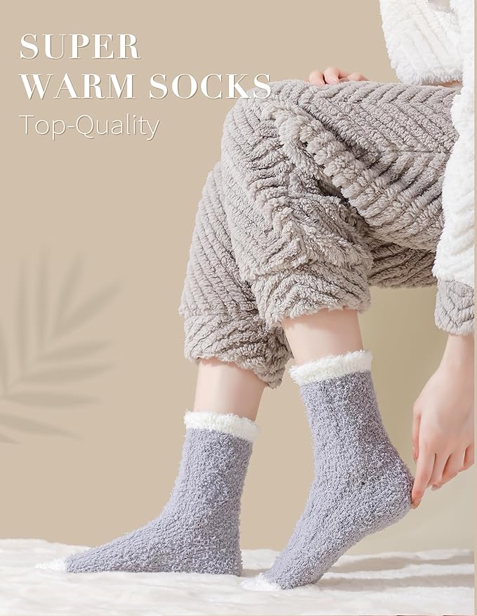 TEHOOK Fuzzy Socks Soft Cozy Fluffy Slipper Winter Warm Plush Socks Christmas Stocking Stuffers Gifts for Women