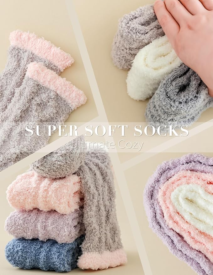 TEHOOK Fuzzy Socks Soft Cozy Fluffy Slipper Winter Warm Plush Socks Christmas Stocking Stuffers Gifts for Women