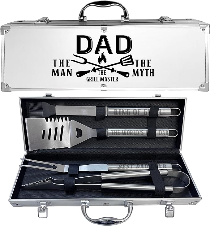 Dad Birthday Gifts Christmas Dad Gifts for Him from Daughter Heavy Duty Grilling Accessories Kit for Backyard BBQ, Thick Stainless Steel Grill Utensils with Non-Slip Handle Tool for Man