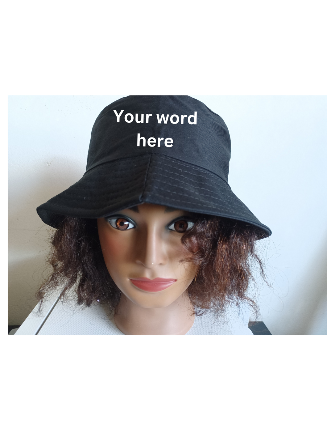 Personalized Black bucket hat hair